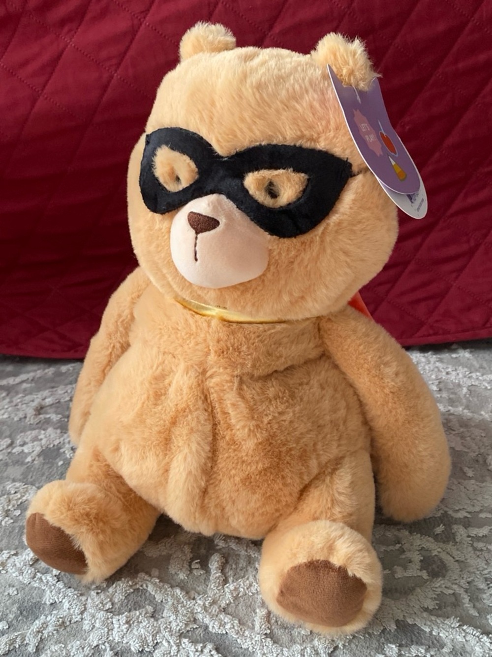 Target Tan Plush Superhero Bear with Black Mask